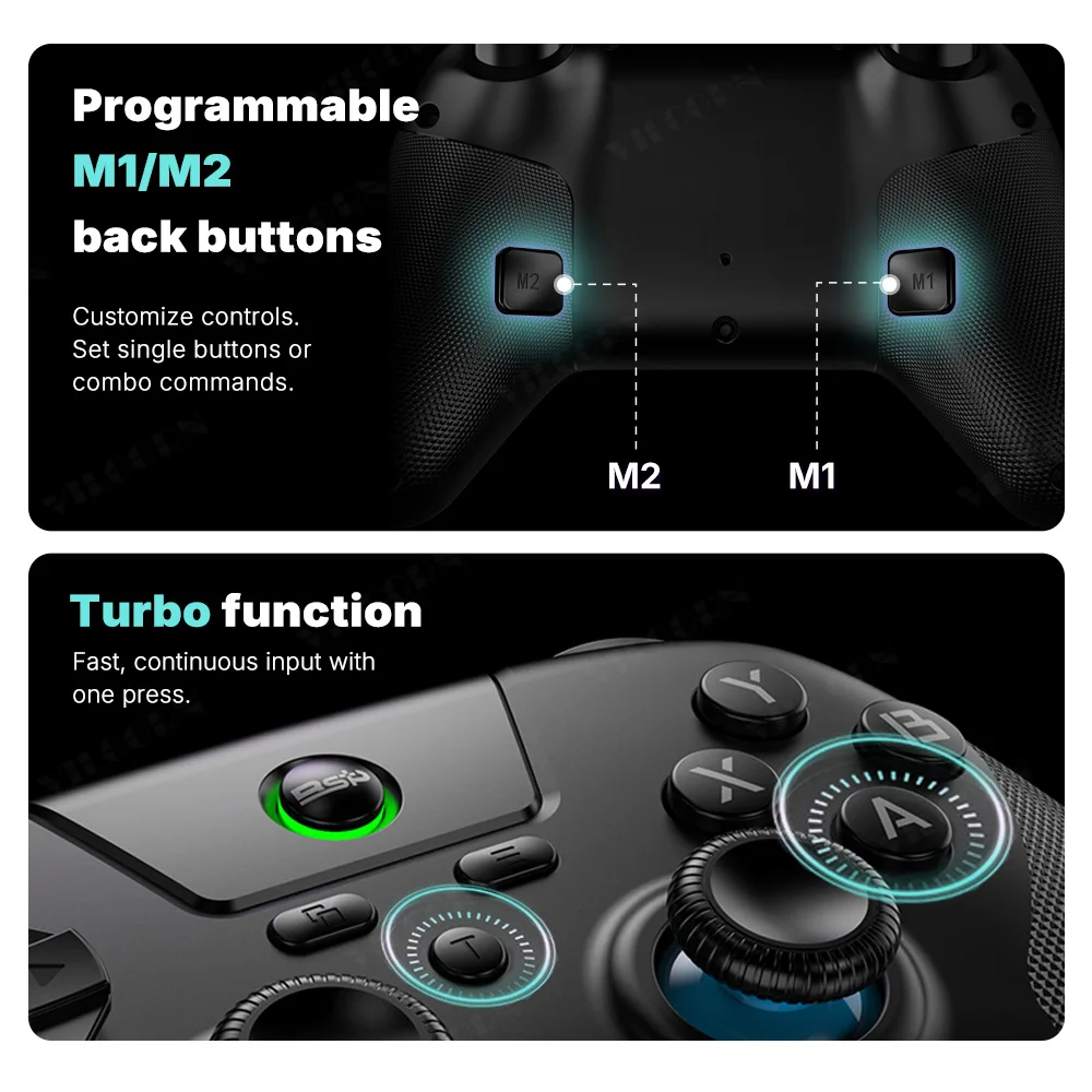 Wireless PC Game Controller with Dual Vibration Gamepad for Switch PS3 PS4 Joystick with 3 Replaceable D-PAD Best Gift view 6