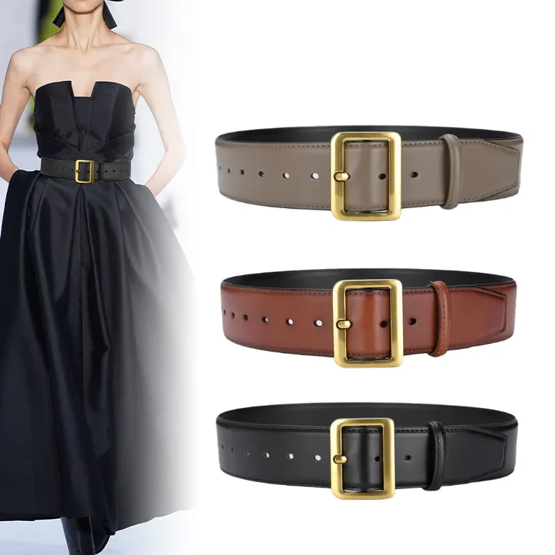 

Женская мода, модный дизайнер, роскошное платье из натуральной кожи с широкой талией, украшение, корсет, женский широкий пояс