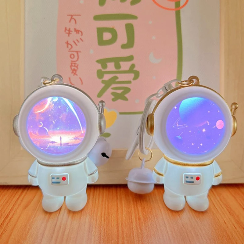 Cartoon Luminous Astronaut Starry Sky Design Key Ring Pendant Package Accessories Car Pendant Couple Gift Pendant