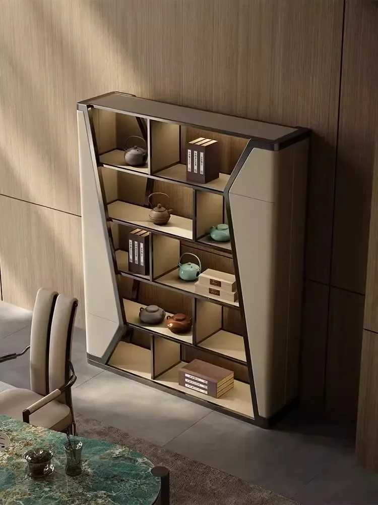 رف كتب فاخر خفيف من الفولاذ المقاوم للصدأ يعرض غرفة المعيشة وخزانة كتب المشاهير على الإنترنت ورف Bogu الإبداعي #5