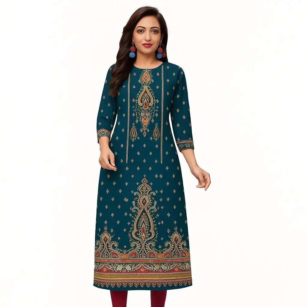 Abito da donna musulmano casual comodo Kurt Abito a tubo dritto etnico pavone Abito Donna Musulmana Abito da preghiera per ragazze