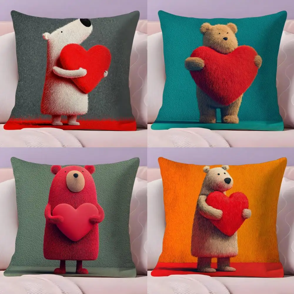 

Чехол для подушки Teddy Love, короткий плюшевый двусторонний принт, домашняя машинная стирка, теплый зимний чехол для подушки