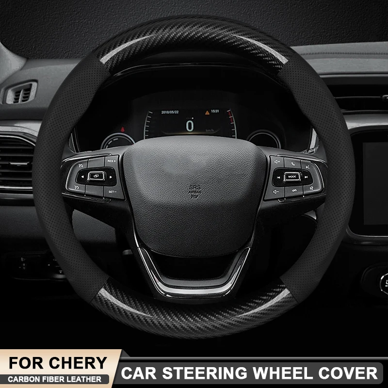 

Car Leather Carbon Fiber Steering Wheel Cover For Chery Jetour Jaecoo J7 J8 7 Tiggo 7 2 4 3 5 Pro Arrizo 6 7 GX 5x EQ7 Eastar A3