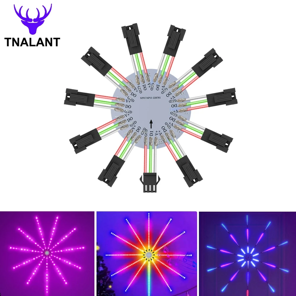 

Firework Light Module Individually Addressable 3Pin Round Panel 10/11/13 Channels For WS2812 WS2811 SK6812 LED Strip Ring Matrix