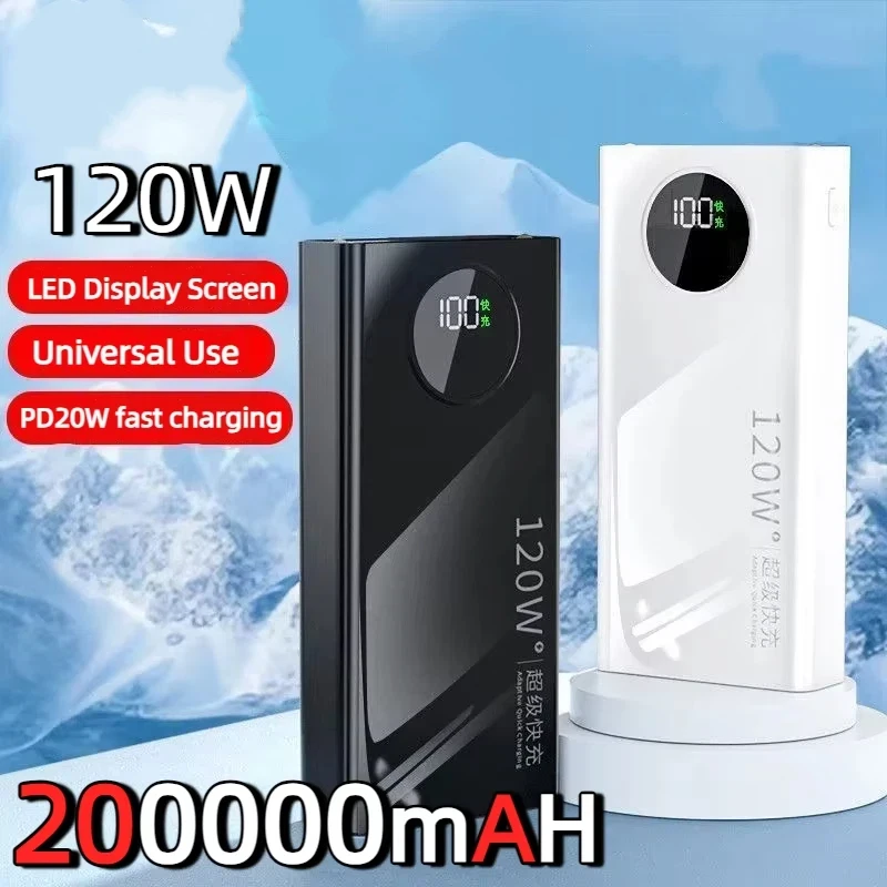

XIAOMI 200000 mAh Power Bank 120 Вт Быстрая зарядка Портативное зарядное устройство большой емкости Moblie Powerbank для iPhone Samsung Huawei