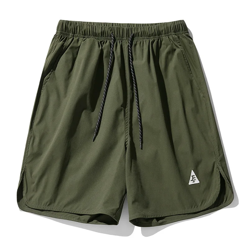 Men's Fitness Shorts Black Green Gray American Running Jogging Comfortable Sport Casual Style Triangle Pattern Embroidery