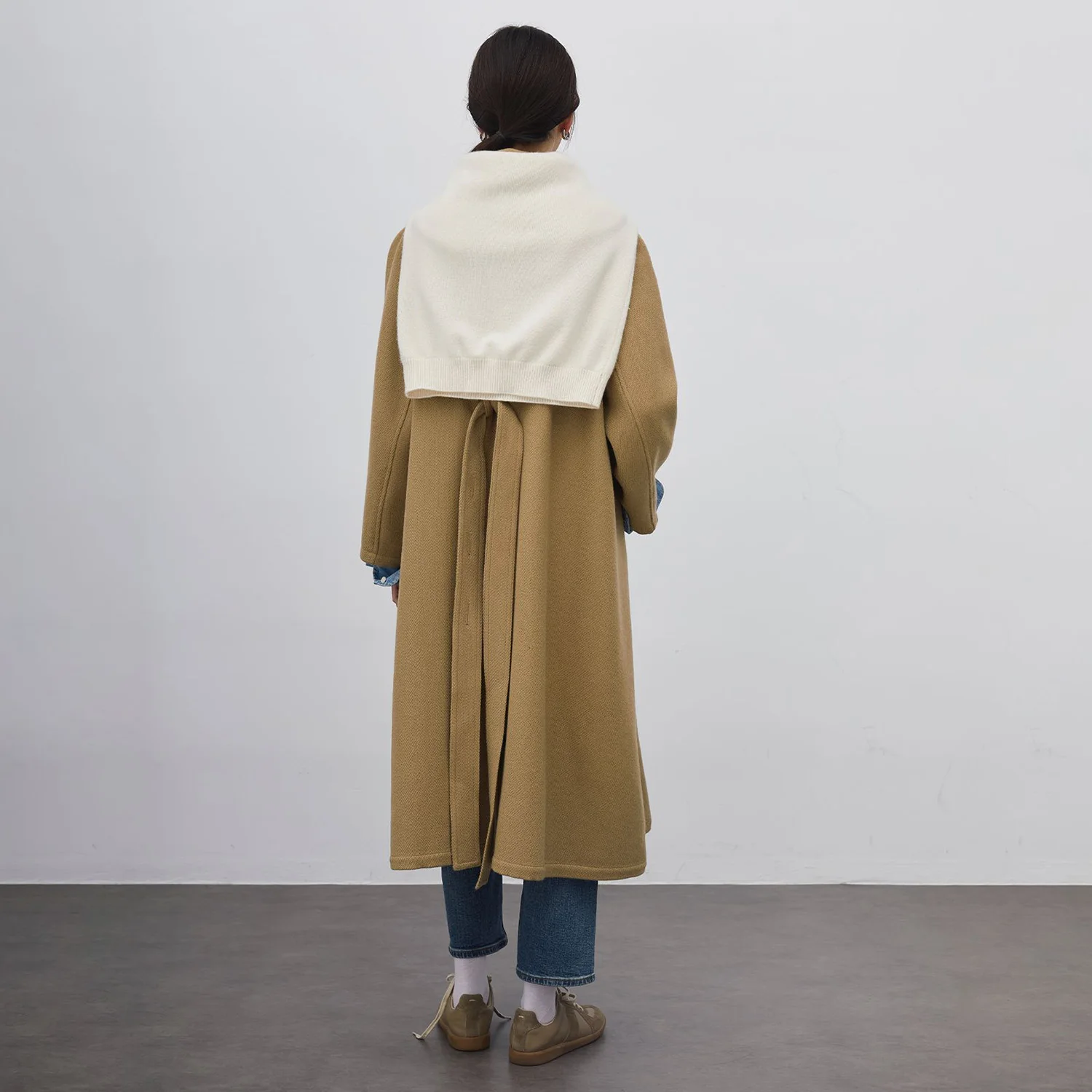 Allingentle Woolen Long Blazer Fashion Long Jacket Warm Coat wIth Belt for Casual Daily Outfits Customize