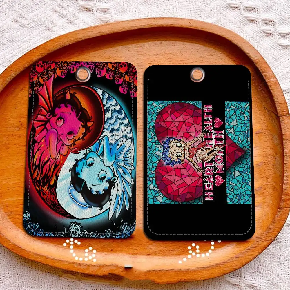 B-Betty Doll B-Boop Girl حامل بطاقة مطبوعة شخصية مناسبة لحامل الفتيات حافظة بطاقات الباب النساء شارة حامل المفاتيح