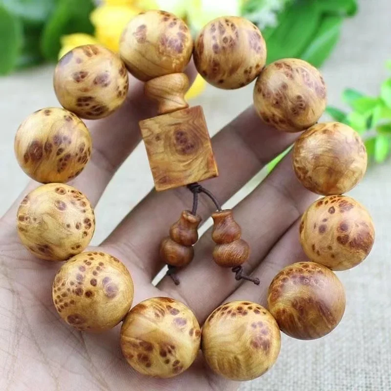 

Natural Taihang Yabai Buddha Beads Bracelet Old Material Sparkle Eye Full Scar Men's and Women's Plate Play Buddha Beads