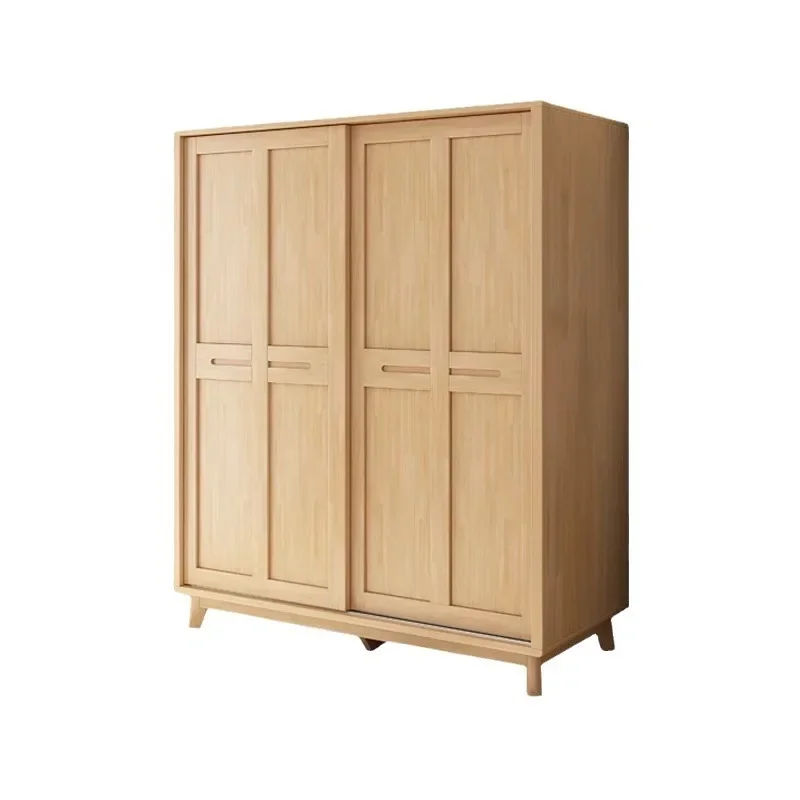 

Nordic solid wood sliding door wardrobe modern simple small household master bedroom sliding door simple economical wardrobe