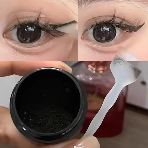 Imagen 2 del producto Juego de sellos delineadores de ojos a prueba de agua, fácil de usar, delineador de ojos de secado rápido, sello de pestañas inferiores duradero portátil con plantilla de maquillaje de ojos de tinta