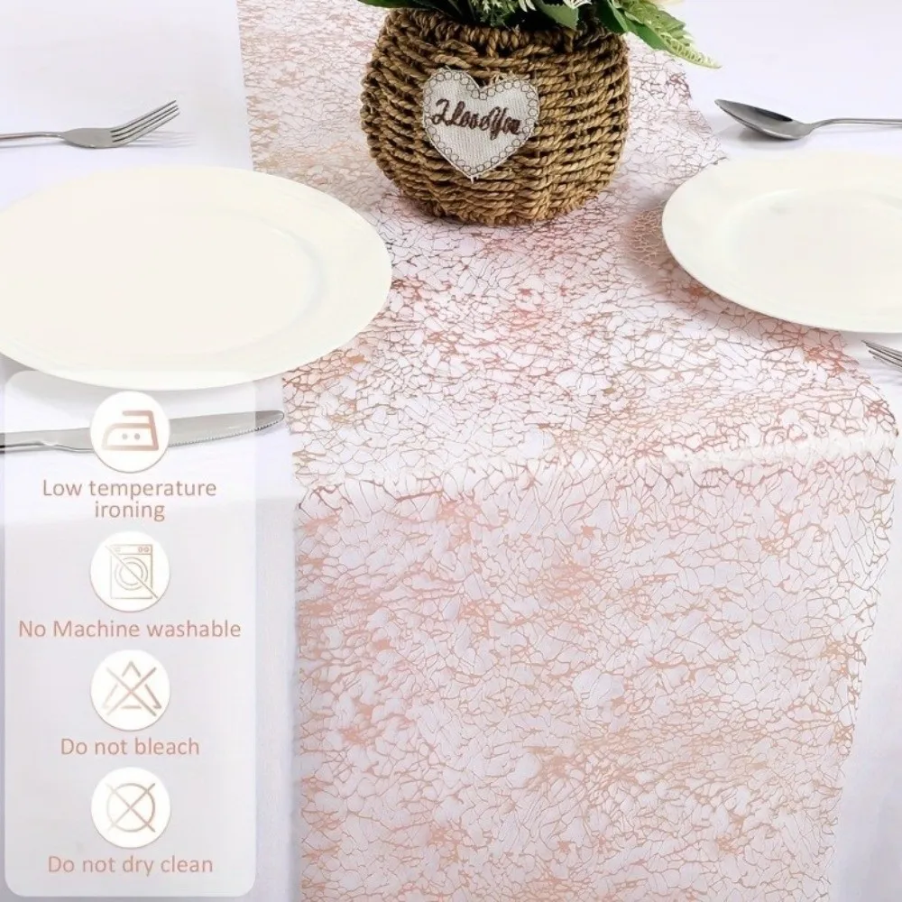 Sparkling Glitter Table Runner Luxury Rectangular Gold Table Runner Polyester Chaotic Pattern Table Cover Party Decoration