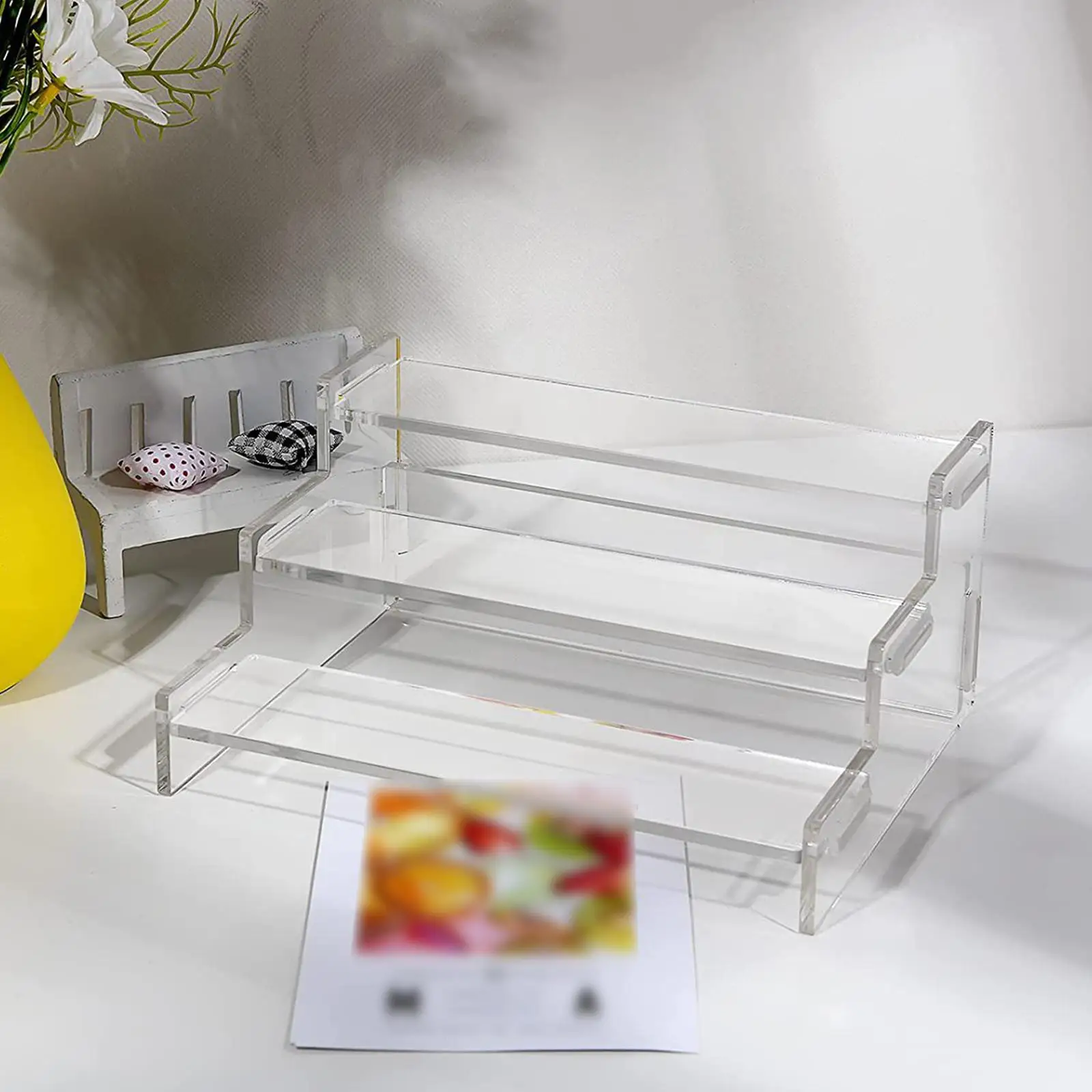 Acrylic Riser Display Shelf,3 Tier Display Riser for Figures,Display Stand Riser for Display Cupcake Perfume Organizer