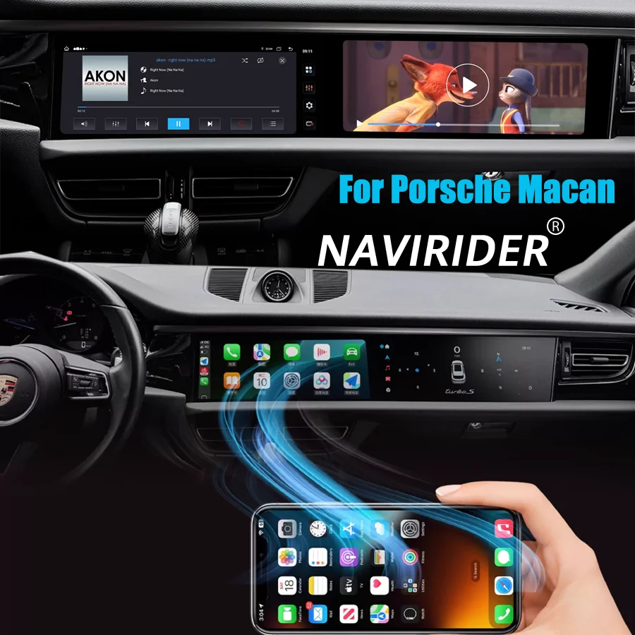 

Для Porsche Macan 2018-2024 12,3-дюймовый + 12,3-дюймовый Android-экран GPS Мультимедийный видеоплеер Автомобильный радиоприемник Головное устройство 4G Carplay