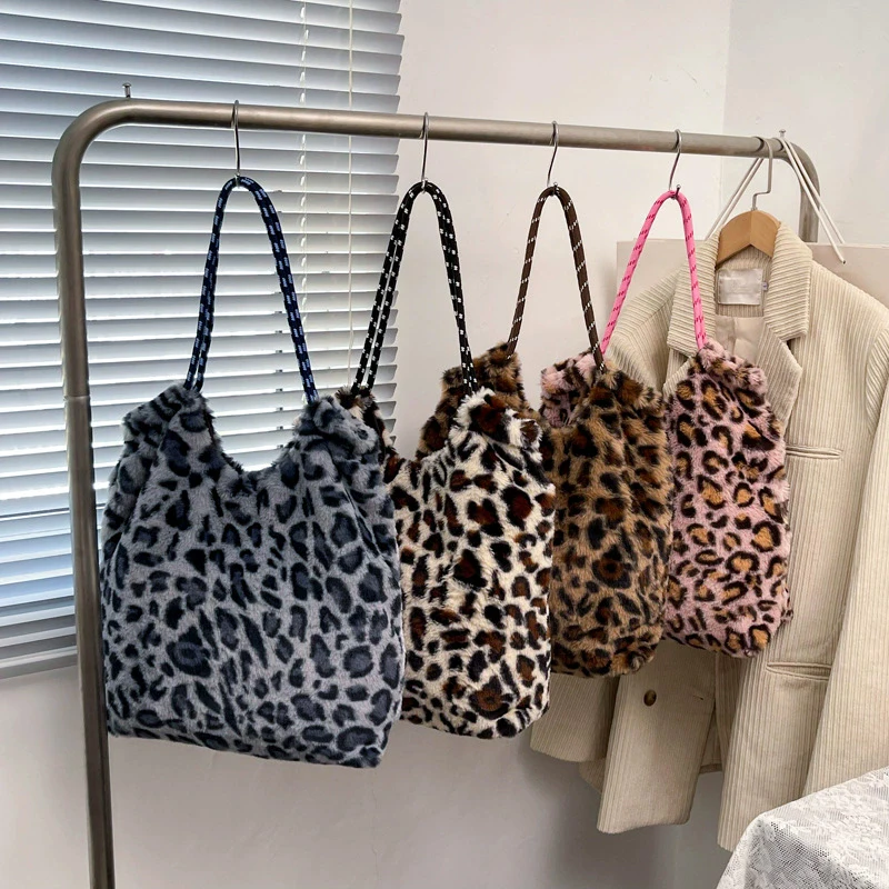 Retro Tote Bag Leopard Print Adjustable Strap Shoulder Bag Large Capacity Crossbody Bag Casual Outings