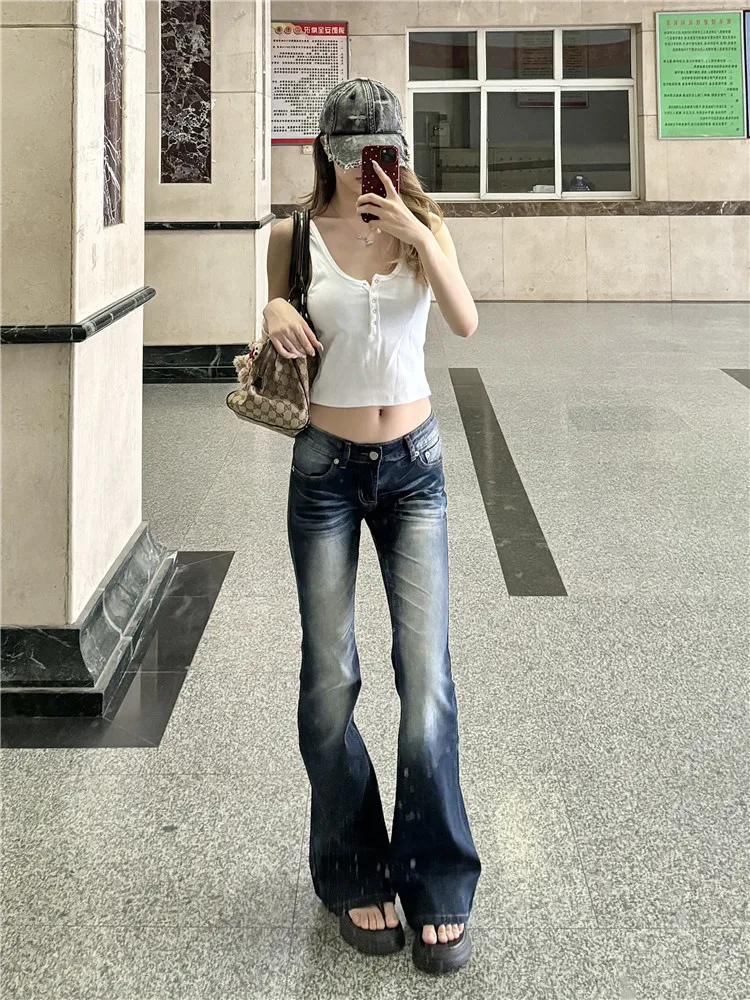 

Американские джинсы-клеш с низкой посадкой в стиле High Street, женские, утягивающие, удлиненные, сексуальные, в пол, для девушек