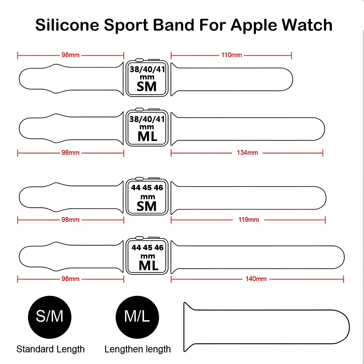 Silikon-Sportarmband für Apple Watch, 46 mm, 44 mm, 45 mm, 40 mm, 41 mm, 42 mm, Armband für iWatch Series 12, 11, 10, 9, 8, SE, Ultra 2/3. – Detail 1