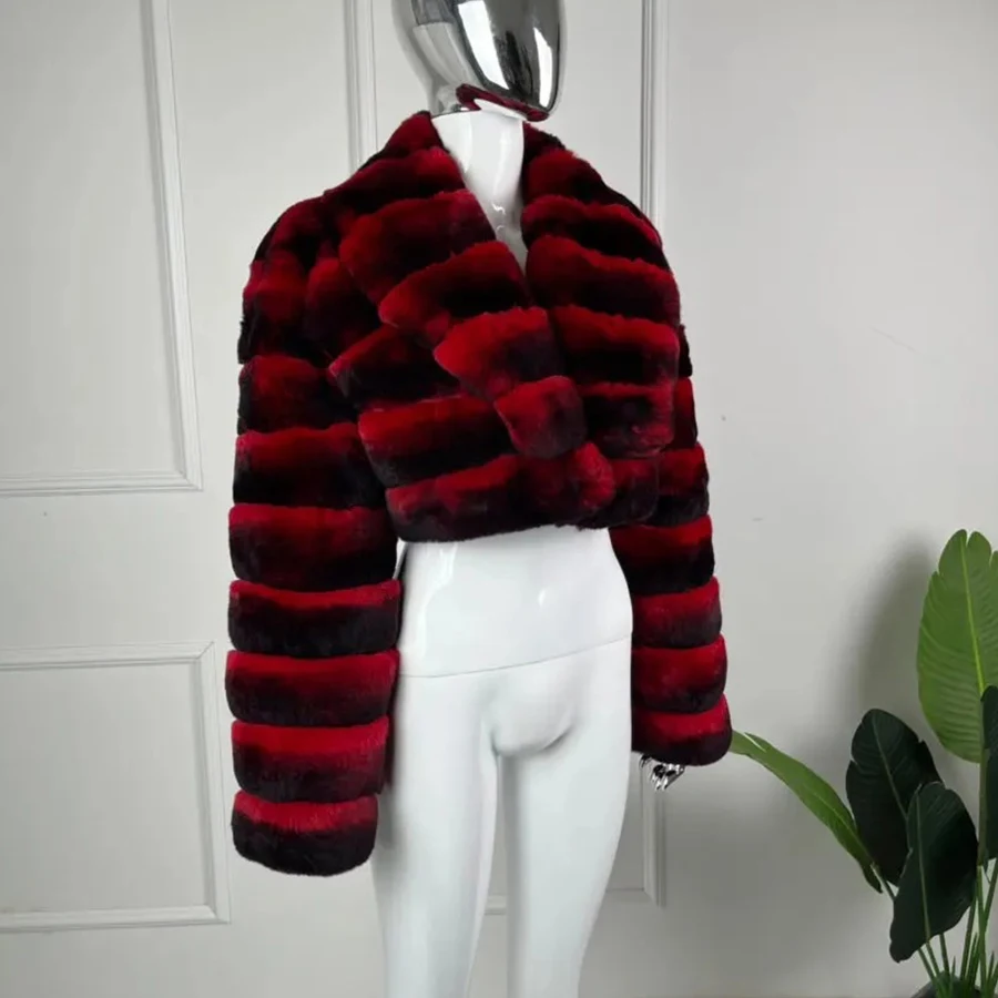 Women Rex Rabbit Fur Jackets Short Real Rabbit Fur Coat Winter Warm Coats For Women Luxury Hot Quality Real Fur Coat