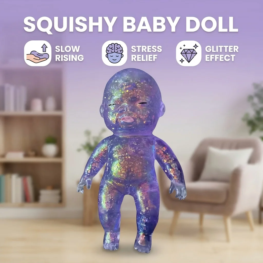 Vivid Sugar Baby Quetschspielzeug, Squishy Baby, langsam aufspringender Stressball, Dekompressionsspielzeug für Erwachsene und Kinder, Stressabbau, Heimdekoration