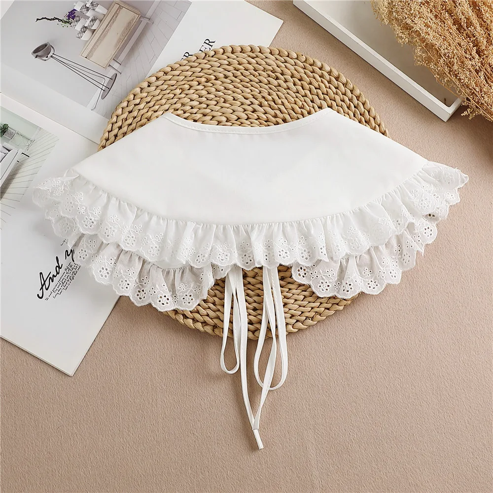 Women Fake Collar Shawl Half-Shirt Detachable Lace Floral Chiffon Removable Fake Collars Faux Collar Female Decorative