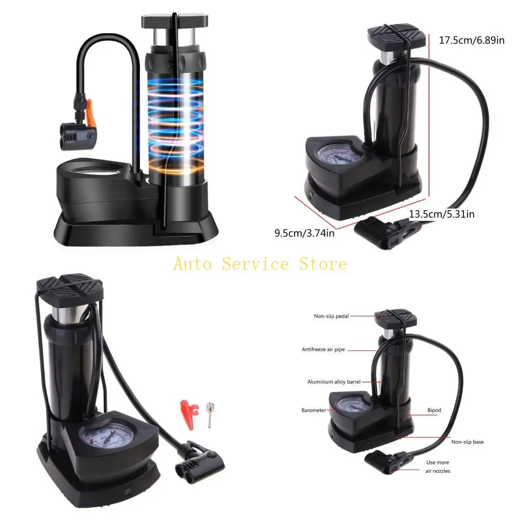 

462A Накачка шин Ножной воздушный насос Воздушный компрессор с манометром 160PSI Воздушный насос для шин для скутеров