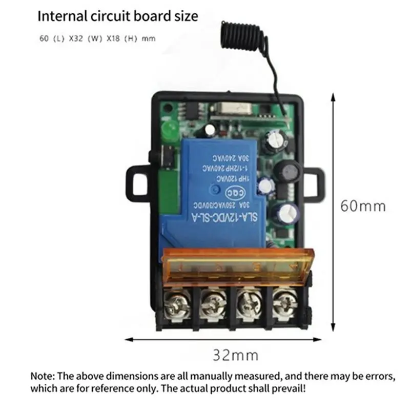 Y47A 433MHz Wireless Remote Control Switch, AC 220V 30A Relay Transmitter for Water Pump, Lighting, Electric Door, 1 Remote