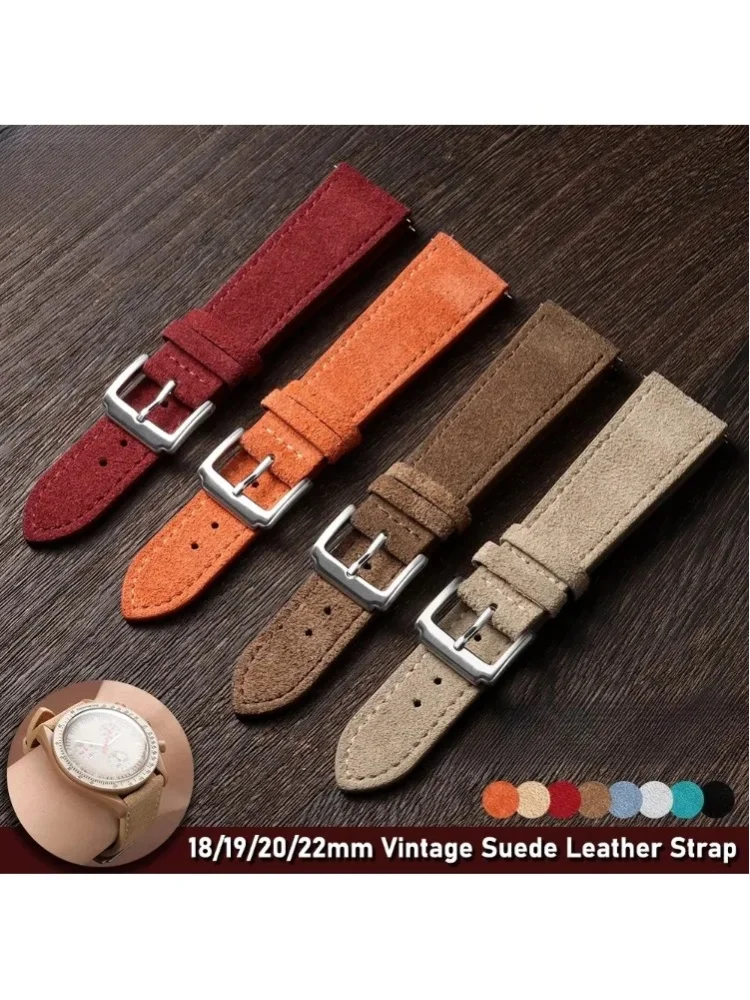 18mm 19mm 20mm 22mm Vintage Leder-Uhrenarmband mit Schnellverschluss Weiches Wildleder-Uhrenarmband für Omega Armband für Seiko Armband