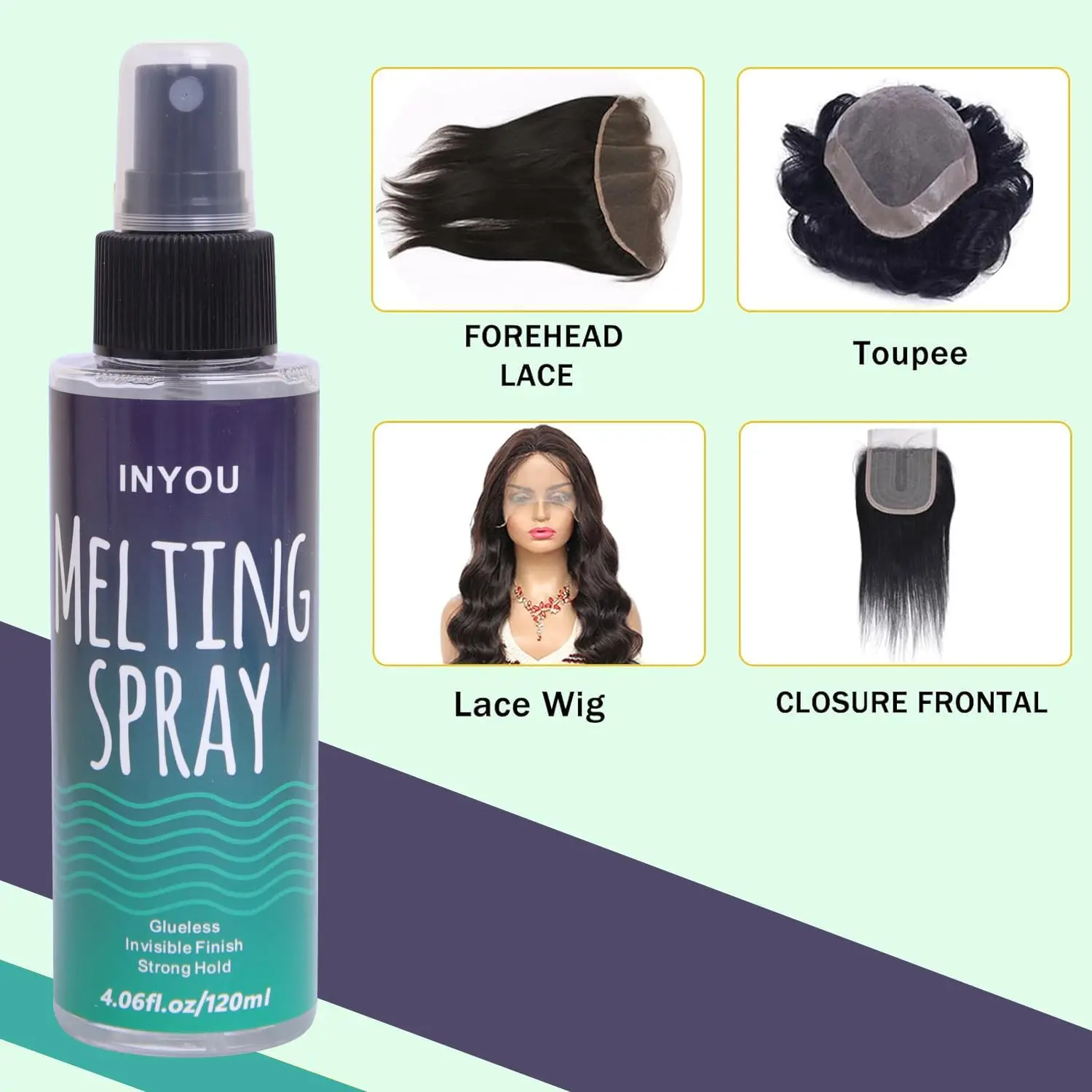120ML/4.06OZ Lace Melting and Holding Spray Glue-Less Hair Adhesive for Wigs Strong Natural Finishing Hold with Control