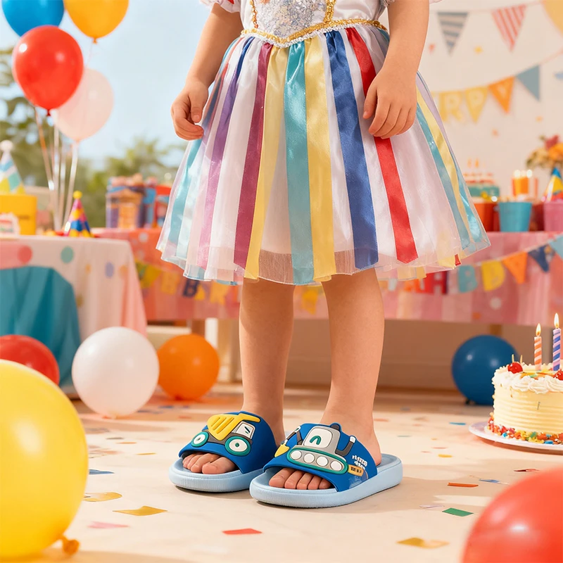 شباشب لمركبات البناء الكرتونية للأطفال، شرائح مضادة للانزلاق للأولاد #3