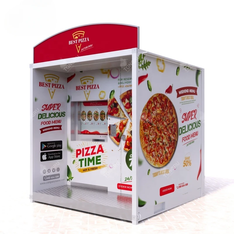 Outdoor Business Self-service Fast Food Making Machine hot pizza kiosk Fully Automatic Pizza Vending Machines