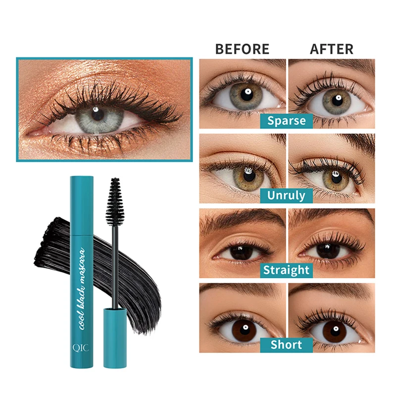 QIC-4D maquiagem rímel impermeável, fácil de usar, olho Lash Curling, caneta líquida preta grossa, novo