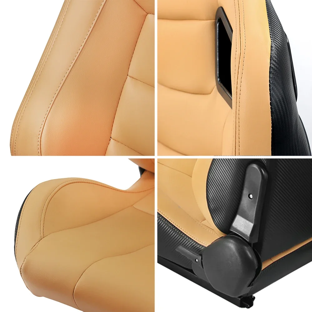 1pc Adjustable Racing Seat Universal for Sport Car Simulator Bucket Seats Black-Red PVC Leather 1pc view 3