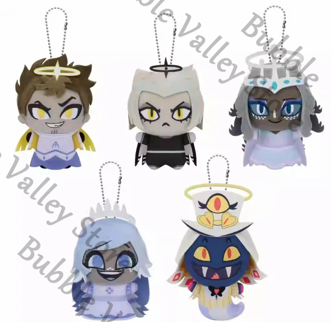 

genuine Anime Hazbin Hotel Adam Lute Sera Sir Pentious Cosplay Fluffy cotton Maumet Cartoon Puppet Pendant Keychain Keyring Gift