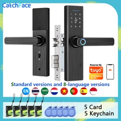 8 Language Tuya Smart APP WIFI Fingerprint Door Lock IC Card Digital Code Electronic Reader  Home Security Mortise