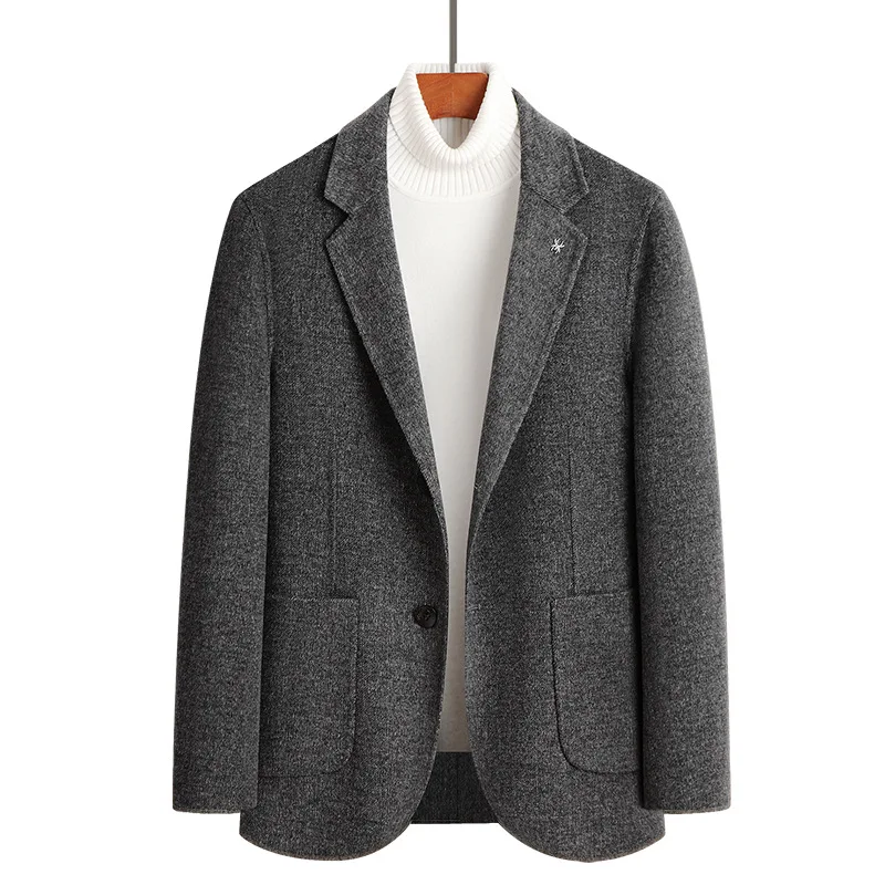 

Spring and Autumn Thick Woolen Suit for Warmth Single Breasted Suit for Men British Style Collared Banquet Casual Suit