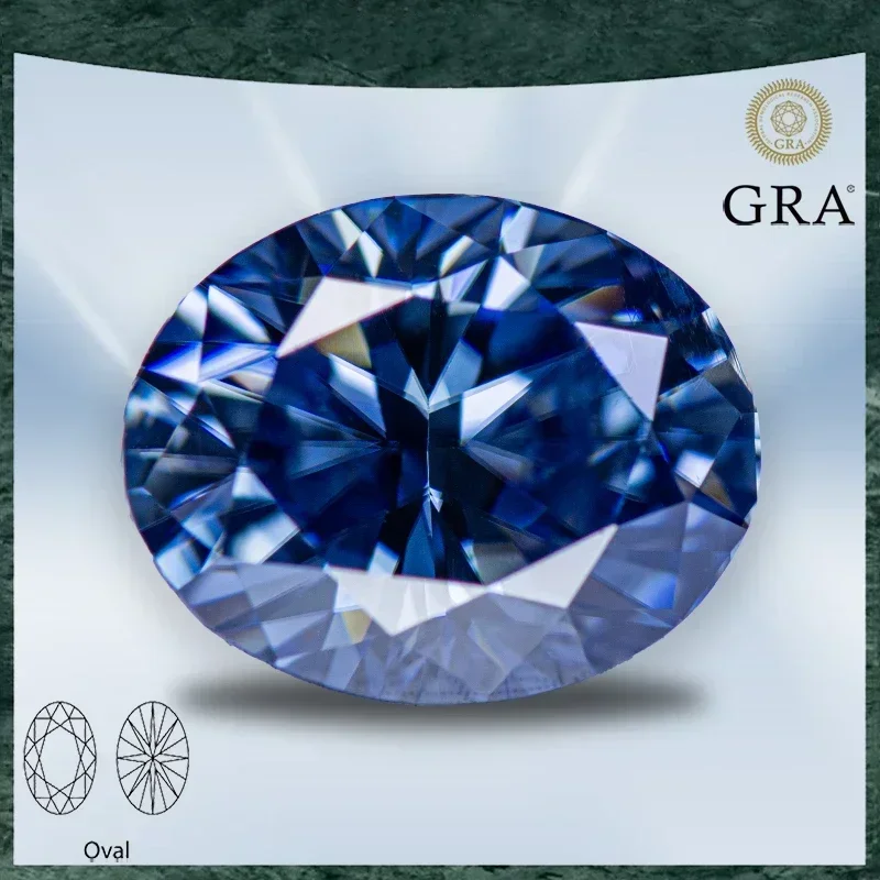 

Moissanite Stone Oval Cut Natural Colour Royal Blue VVS1 with GRA Certificate for Gemstone Charms Beads Jewelry Making Materials