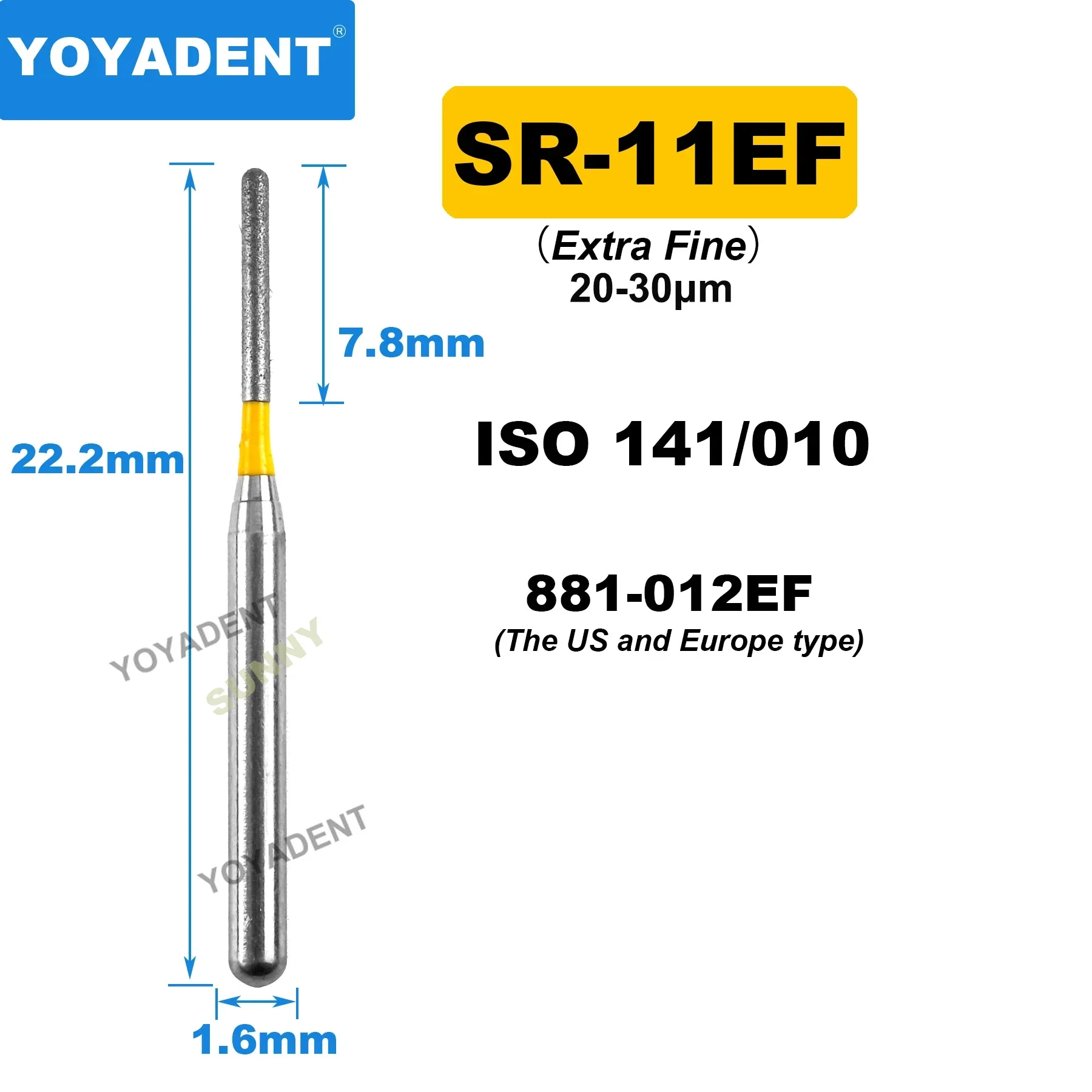 SR Type Dental Diamond Burs Tandheelkunde Boren Tandheelkundige Burs voor Hoge Snelheid Handstuk Tandarts Gereedschap Dia.1.6mm 10 stks/pak