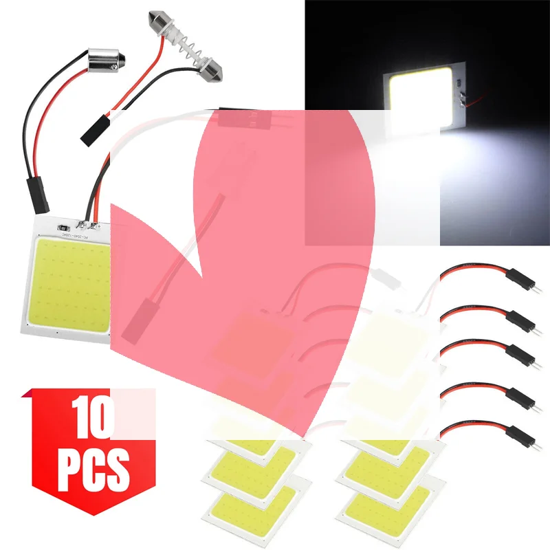 

10X T10 BA9S Car Led Cob 48SMD White Parking Bulb Auto Interior Reading Panel Lamp Super Bright Festoon License Plate Lights
