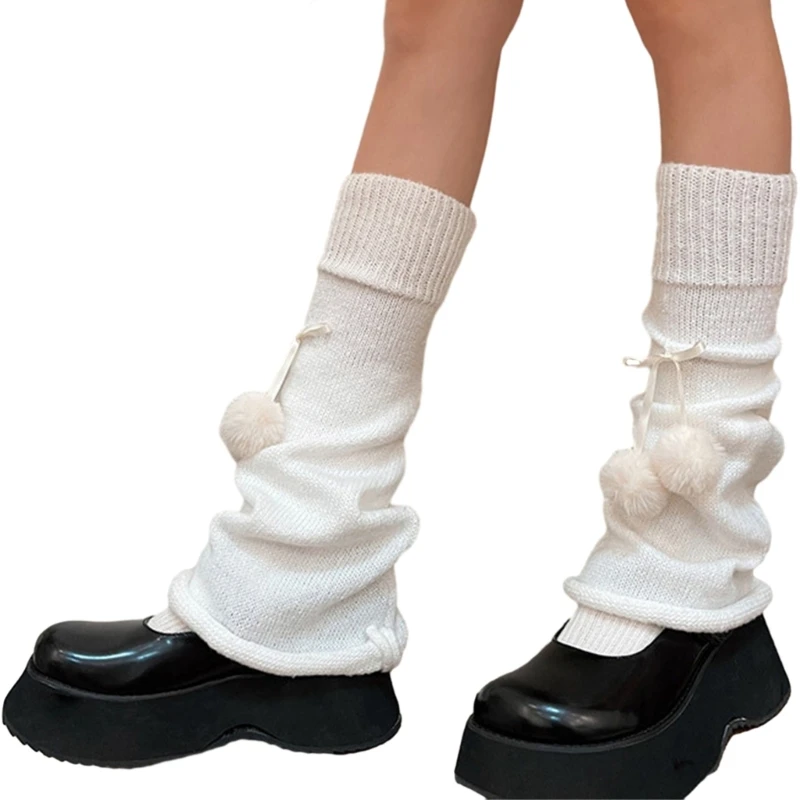 Trendy Leg Warmers with Pom Poms Versatile and Fashion Forward Foot Covers Suitable for Any Occasion