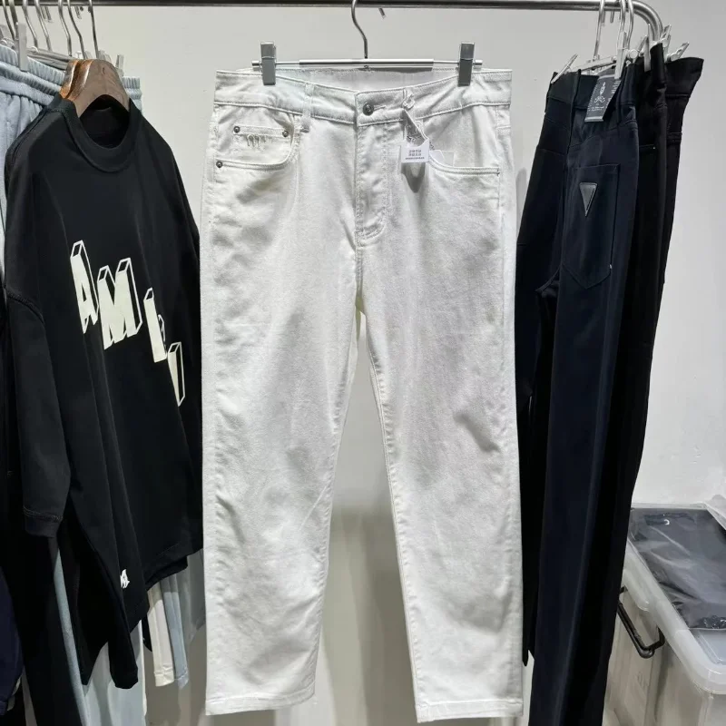 

2024ss High Street Mu White Washed Jeans Casual Versatile Trousers Sweatpants Streetwear Pants Techwear Men's Clothing Clothes