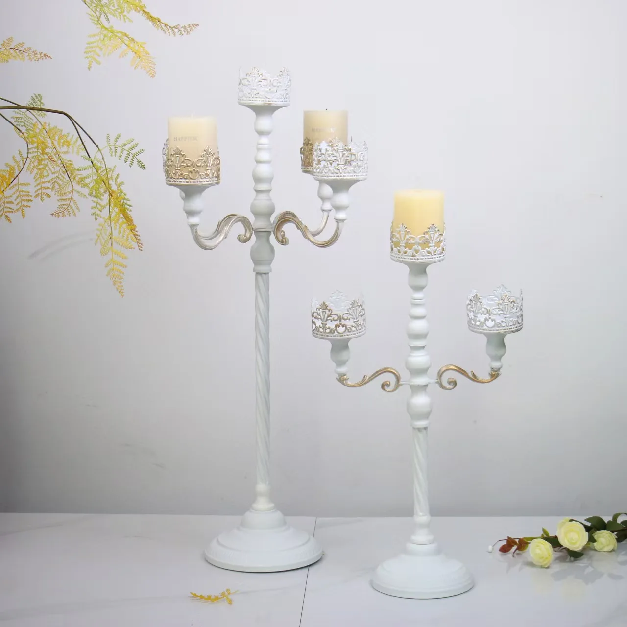 

Европейские белые напольные канделябры для центра стола, подставки для свечей, свадебные украшения и декор
