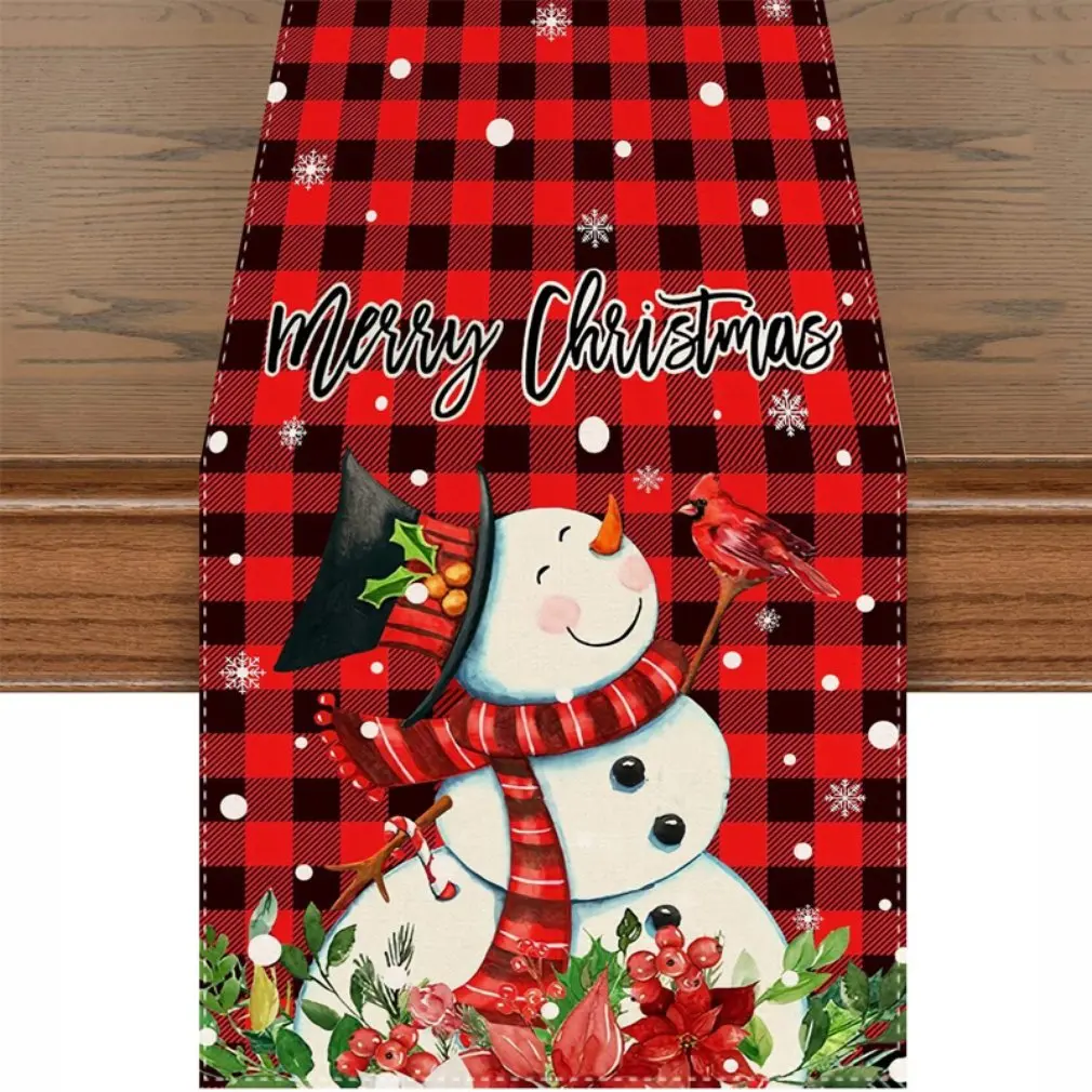 Merry Christmas Elegant Table Tablecloths Cloth Snowman Snowflake Santa Claus Garden Picnic Mat Desk Protecter