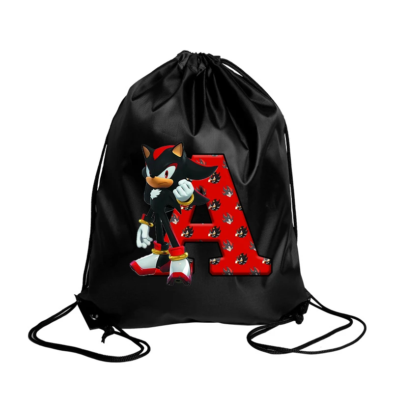 Sonics Drawstring Bag Sports Game Waterproof Bundle Pockets Terylene Basketball Bags Cartoon Anime Printed Letter Boys Gift Bag