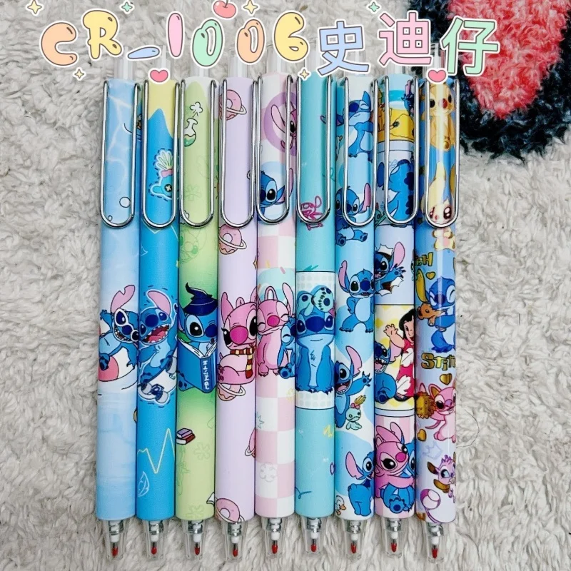 

24pcs/lot Kawaii Disney Stitch Press Gel Pen Cute 0.5mm Black Ink Signature Pens Stationery Gift School Writing Supplies