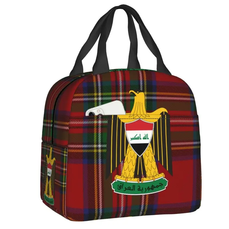 Emblem Of Iraq Insulated Lunch Bag for Women Waterproof Iraqi Flag Eagle Cooler Thermal Lunch Tote Kids School Children