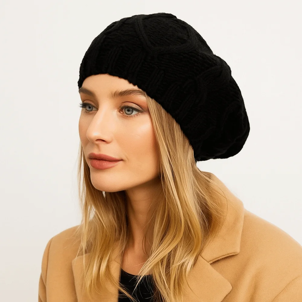 

Fashion Vintage French Beret Elegant Stretchable Artist Beret Solid Color Breathable Knit Beret Spring Autumn Ladies HeadWear