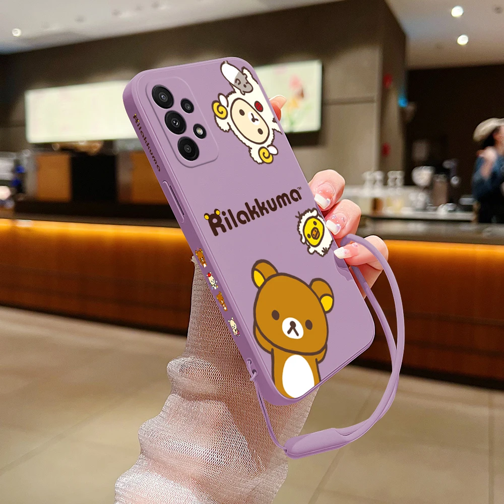 Cute R-Rilakkuma Bear Phone Case For Xiaomi Redmi 12C 10 10C 10A 9 9T 9A A1 K20 K30 K40 Pro Plus 4G 5G Liquid Silicone Cover