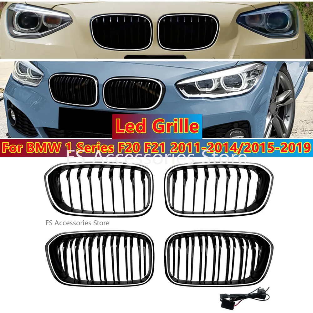 

Pair Front Kidney Grille Led Racing Grills For BMW 1 Series F20 F21 2011-2014/2015-2019 Replacement Front LED Light Grilles