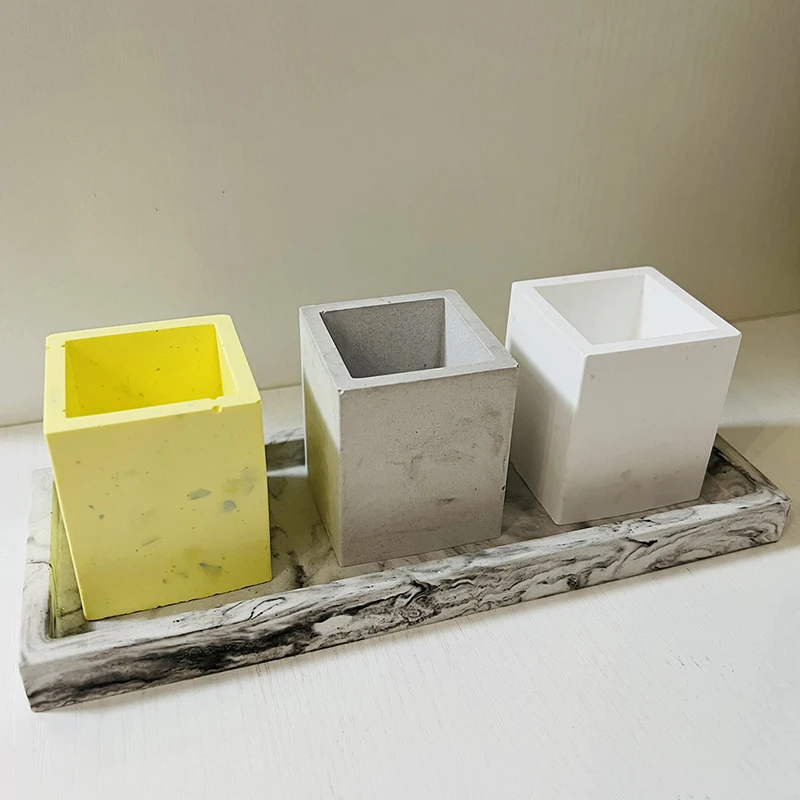 Simple Rectangular Tray Cement Mold Bathroom Storage Tray Plaster Mold DIY Square Plant Pot Pen Holder Mold