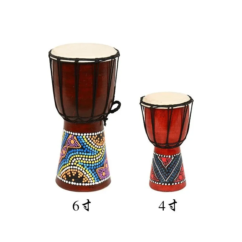 African Djembe 4Inch Percussion Hand Drum for Sale Wooden Drummer with Pattern